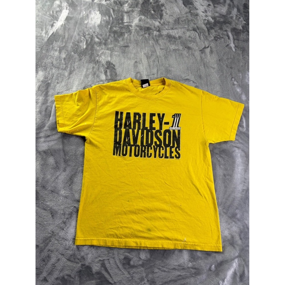 Harley-Davidson Barb's West Collingswood NJ Dealer Tee Men's T-Shirt L Yellow